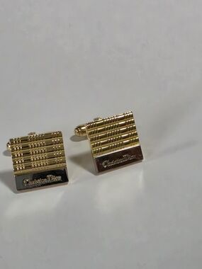 Authentic Christian Dior Gold-Tone Square Cufflinks